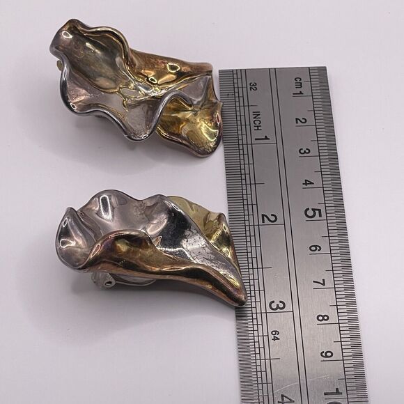 David Varsano Sterling Silver Electroform Modern CLIP ON Vintage Earrings Israel - Picture 5 of 9